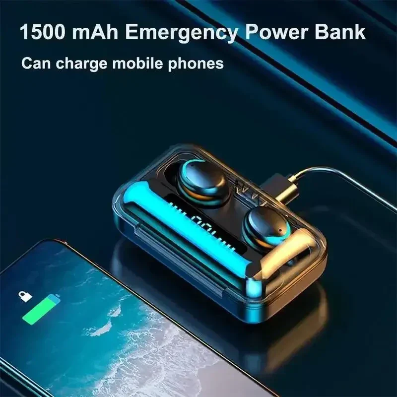 Wireless Watch Earpods With Charging Inbuilt Powerbank With Free Golden Analog Watch - Image 6